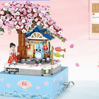 Castle & Cherry Blossom Tree Rotating Music Box Building Blocks Sets