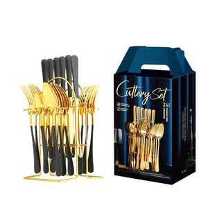 Stainless Steel Cutlery with Rack Gift Box (24 Pcs)