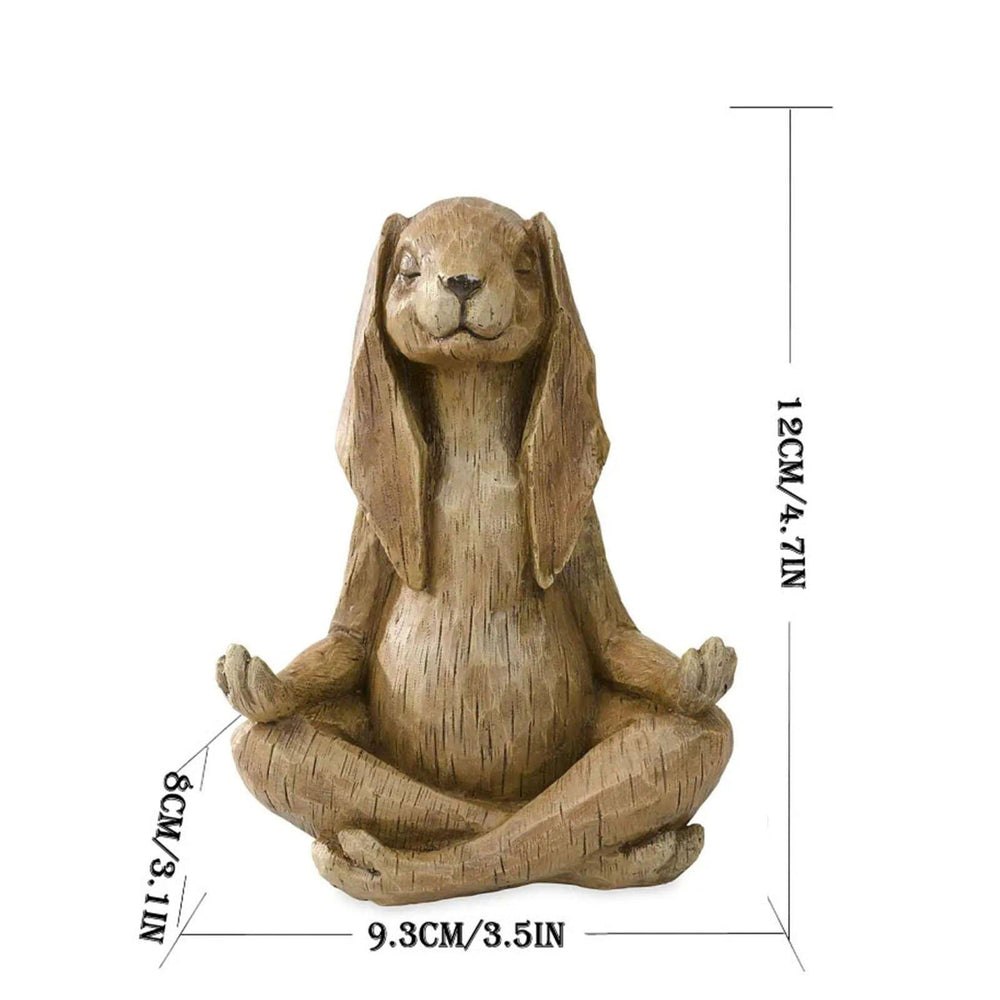 Estatua de resina de conejo meditando