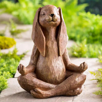 Estatua de resina de conejo meditando
