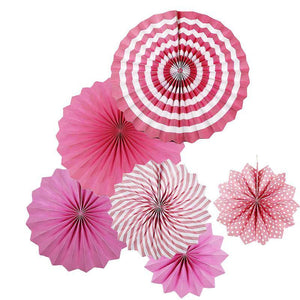 Decoración de fiesta de flores de abanico de papel (6 piezas)