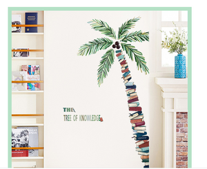Décalcomanie murale arbre de la connaissance palmier des livres