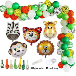 Safari con globos metalizados de león y mono de fiesta de animales de la selva