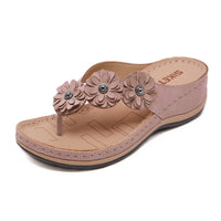 Sandalias de flores para mujer, zapatos de cuña de estilo Retro, zapatos de playa al aire libre, verano
