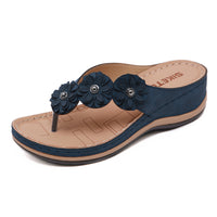 Sandalias de flores para mujer, zapatos de cuña de estilo Retro, zapatos de playa al aire libre, verano
