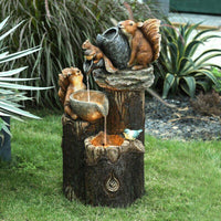 Statues de jardin familiales écureuils et canards
