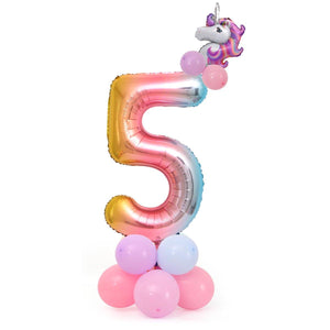 Unicorn Gradient Rainbow Number Balloons