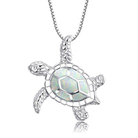 Colliers pendentif tortue de mer opale bleue
