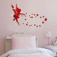 Acrylic mirror wall stickers 3D angels in the human three-dimensional mirror stickers bedroom decoration