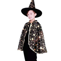 Conjunto de sombrero y capa de bruja o mago (niño)
