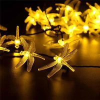 Cadena de luces LED solares de libélula