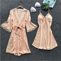 Pajamas simulation silk nightgown plus size nightdress
