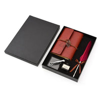 Feather Dip Pen & Leather Journal Gift Set
