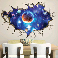Broken Wall 3D Outer Space Wall Decal