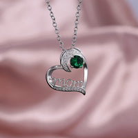 MOM Heart Claw Necklace with Zircon
