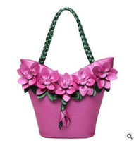 Leather Flower Bucket Handbags
