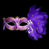 Mardi Gras Masquerade Mask with Feathers