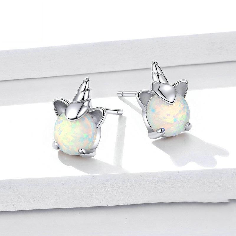 Boucles d'oreilles licorne opale en argent s925