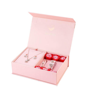 Hermoso juego de regalo de joyas de abeja, caja de regalo con rosas