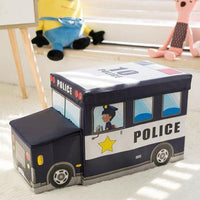 School Bus Fire Truck Police Toy Box Storage Stool