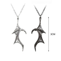 Gothic Bat Wings Heart Couples Necklaces
