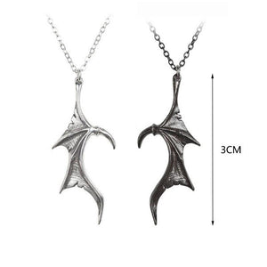 Gothic Bat Wings Heart Couples Necklaces