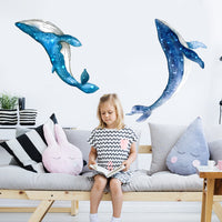 Pegatina de ballena estrellada para habitación infantil, ballena estrellada, pegatina de pared de animales marinos