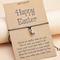 Alloy Rabbit Easter Hand Woven Adjustable Blessing Card
