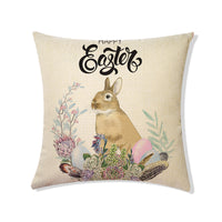 Easter Printed Linen Throw Pillow Covers

