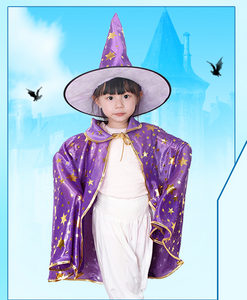 Conjunto de sombrero y capa de bruja o mago (niño)