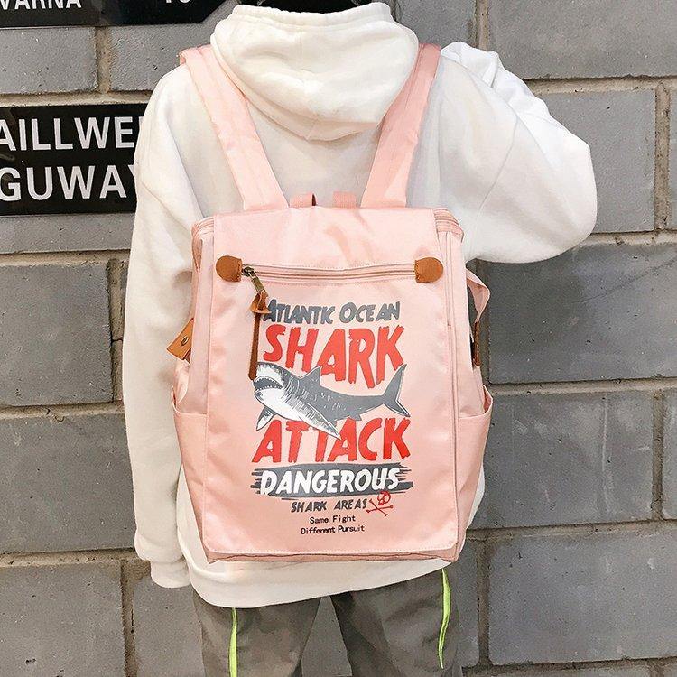 Shark Attack Canvas Backpack
