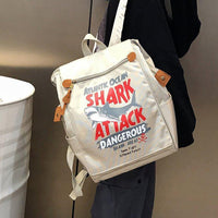 Shark Attack Canvas Backpack

