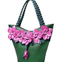 Leather Flower Bucket Handbags