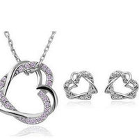 Double Heart Necklace & Earrings Set