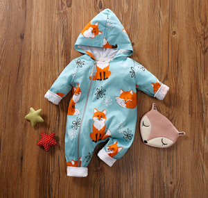 Fox Pattern Hooded Jumpsuits (Baby/Toddler)