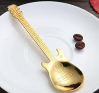 Cuchara de café de guitarra chapada en oro de acero inoxidable 304
