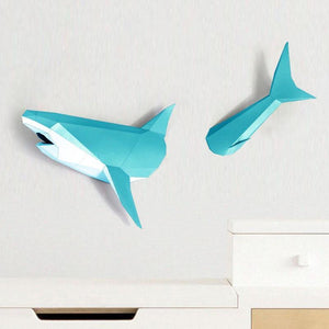 Modèle de papier origami requin bricolage décoration murale 3D 