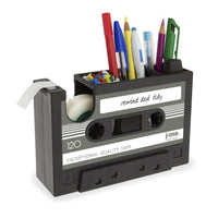 Dispensador de cinta de casete retro y portalápices