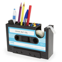 Retro Cassette Tape Dispenser & Pen Holder
