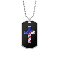 American Flag Cross Dog-tag Necklace
