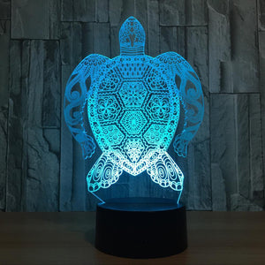 Boho Design Sea Turtle 3D LED Color Changing Night Light