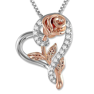 Heart Wrapped Rose Pendant Necklace