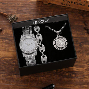 Set de regalo de joyería y reloj Pave