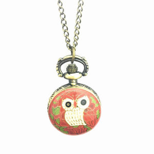Owl Vintage Pocket Watch Necklace