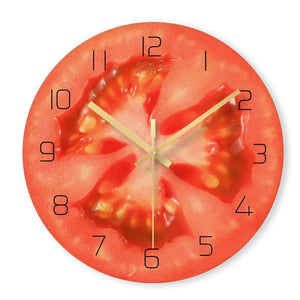 Reloj de pared de cuarzo silencioso con frutas en rodajas