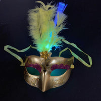 Máscaras de disfraces de plumas de fibra óptica brillantes