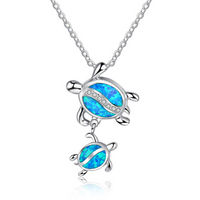 Colliers pendentif tortue de mer opale bleue
