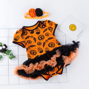 Robe Tutu Barboteuse d'Halloween et Bandeau (Bébé)