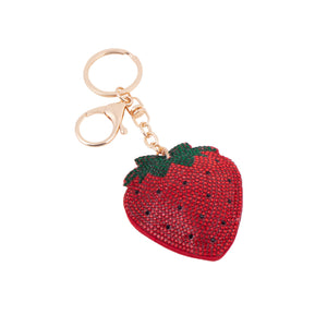 Porte-clés fraise en cristal Bling-31147SI-G