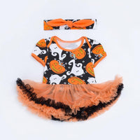 Robe Tutu Barboteuse d'Halloween et Bandeau (Bébé)
